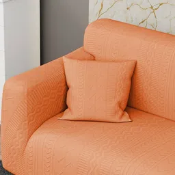 Myntra Elegant Homes Orange-Coloured Zigzag Pattern 2 Seater Sofa Cover With Cushion Cover image 5