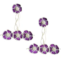 Sangria Set of 2 Beaded Haatphool Ring Bracelet image 2