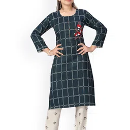 BAESD Girls Embroidered Regular Pure Cotton Kurta with Trousers-picture-43