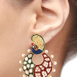 ZIVOM Peacock Shaped Jhumkas Earrings-image-82