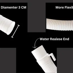 hosemart 3 Meter Washing Machine Outlet Pipe Drain Pipe Corrugated Universal Semi & Fully Automatic Washing Machine Outlet Drain Waste Pipe Extension Hose Pipe image 2