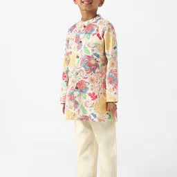 Nauti Nati Boys Floral Printed Regular Pure Cotton Kurta with Pyjamas image 2