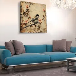 OLIVE TREE Peach-Coloured & Black Canvas Floral and Botanical Wall Paintings image 4