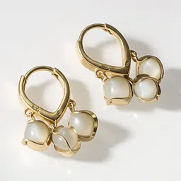 Vembley Gold-Plated Artificial Beaded Spherical Korean Drop Earrings image 3
