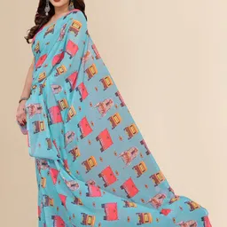 Winza Designer Poly Georgette Chanderi Saree image 2