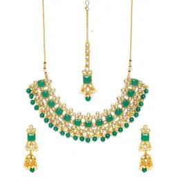 Anouk Gold-Plated Kundan-Studded & Beaded Jewellery Set-image-48