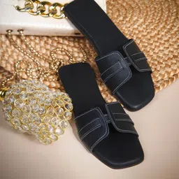 Froh Feet Women Solid Square Toe Flats image 2