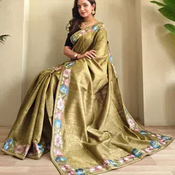 Mameraa Floral Embroidered Art Silk Handloom Saree image 4