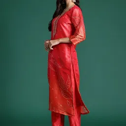 Indo Era Women Ethnic Motifs Embroidered Regular Thread Work Kurta with Trousers & With Dupatta image 2