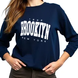 SALUJA FABRICS Women Typography Printed Dry Fit Round Neck Sweatshirt-image-88