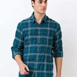 SPYKAR Men Slim Fit Spread Collar Tartan Checked Cotton Casual Shirt-image-22