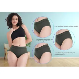 ORLIZEA Pack of 3 Women High-Rise Cotton Blend Hipster Briefs image 3