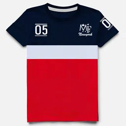 MIST N FOGG Boys Typography 5 Colourblocked Applique T-shirt image 3