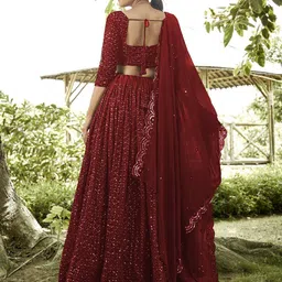 Warthy Ent Embroidered Sequinned Semi-Stitched Lehenga & Unstitched Blouse With Dupatta image 2