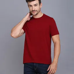 WOOSTRO Men Solid Round Neck Cotton Slim Fit T-shirt-image-9