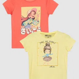 Fame Forever by Lifestyle Kids Girls Pack of 2 Printed T-shirts-picture-50