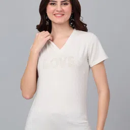 Dressitude Women V-Neck Pure Cotton T-shirt-image-96
