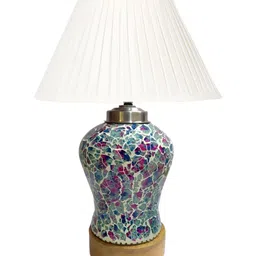 Aura Off White Glass Traditional Abstract Shaped Table Lamp image 3
