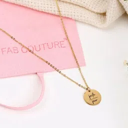 FAB COUTURE Rose Gold-Plated Stainless Steel Faith Over Fear Pendant With Chain-picture-21