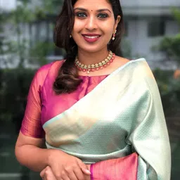 PHEASANT Woven Design Jacquard Banarasi Saree With Unstitched Blouse Piece image 3