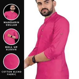 KNOWTED Men Solid Daily Cotton Straight Kurta image 5