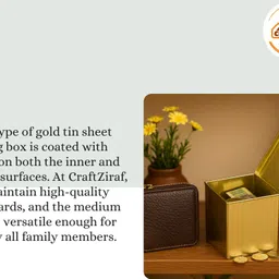 craftziraf Handmade Tin Saving Box Square Medium Gullak Ideal for Home & Gifting Cash Box image 2