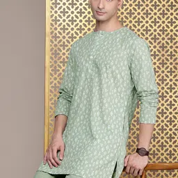 house of pataudi Men Polyester Kurta Pant Set image 1