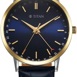 Titan Elegance Quartz Blue Round Dial Leather Men's Watch / Analog Watch - For Men 90202BL01|90202BL01|90202BL01-picture-10