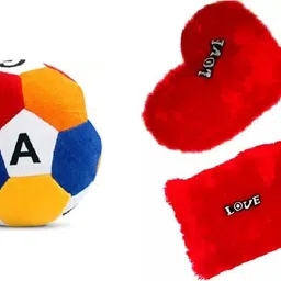 Combo pack of plush soft stuffed cushions ,heart-square & football- 25 cm-image-39