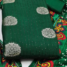 SHADOW & SAINING Floral Woven Design Sequinned Jacquard Unstitched Dress Material image 2