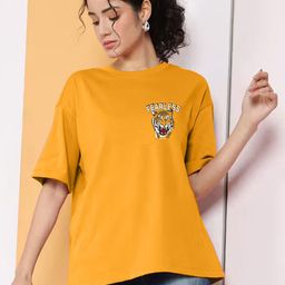 Leotude Women Graphic Printed Oversized Round Neck T-shirt-picture-5