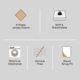 SleepyCat Brown Jersey Fitted 120 TC Queen Bedsheet Set 1.82 m x 1.21 m image 3