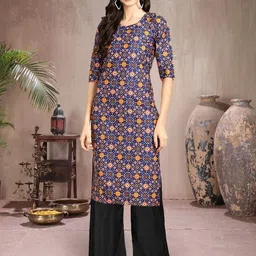 Ethnic basket Women Multicoloured Poly Crepe Kurta Sets image 2