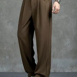 StyleCast x Revolte Men Pleated Mid-Rise Regular Fit Parallel Trousers image 5