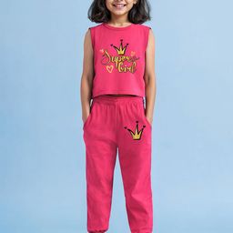 YK X Trampoline Girls Printed Top With Track Pant-picture-23