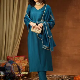 Janasya Women Regular Gotta Patti Kurta with Trousers & With Dupatta-picture-28