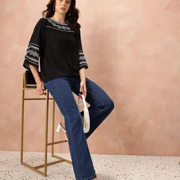 all about you Embroidered Flared Sleeve Top image 4