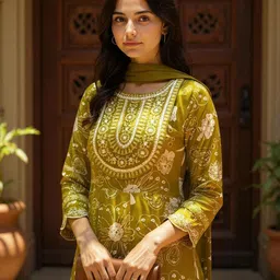 Rangita Floral Embroidered Thread Work Anarkali Kurta With Trousers & Dupatta-image-59