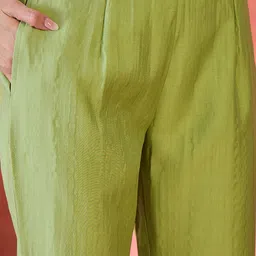 Sangria Women Sequinned Embroidered Straight Kurta & Trousers With Dupatta image 4