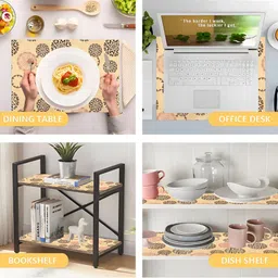 Myntra Elegant Homes Beige & Brown Rangoli Printed Shelf Liner Organiser image 4