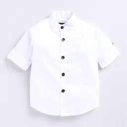 LITTLE COLLARS Boys Roll-Up Sleeves Shirt with Trousers & Velvet Nehru Jacket image 4