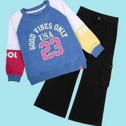 KiddoPanti Girls Colourblocked T-shirt With Trousers-picture-24