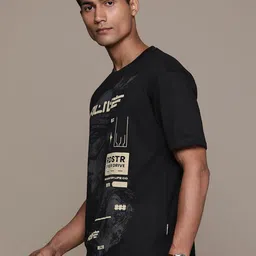 The Roadster Lifestyle Co. Typography Printed Drop-Shoulder Sleeves Pure Cotton T-shirt image 3