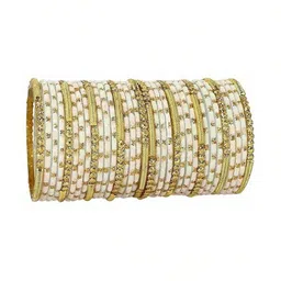 Adiba Fashion Factory White Glass Artificial Stones Bangle image 2