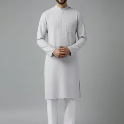 Vida Loca Men Cotton Solid Regular Fit Mandarin Collar Long Kurta-picture-35