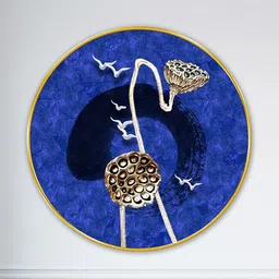 Livin'luxe Blue & Gold Toned Abstract Wall Art 23" x 23" image 3