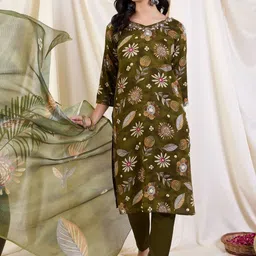 Katn India Women Printed Kurta with Trousers & With Dupatta image 4