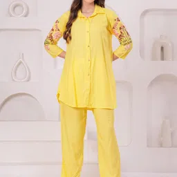 KALINI Embroidered Shirt Collar Neck Tunic With Trouser Co-Ords-picture-14