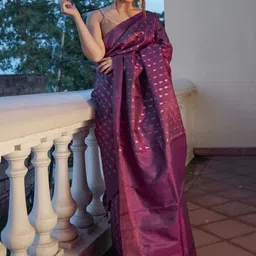 CaniBani Woven Design Zari Silk Blend Handloom Banarasi Saree image 5