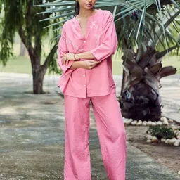 Sencei Embroidered Pure Cotton Shirt With Trousers-picture-11
